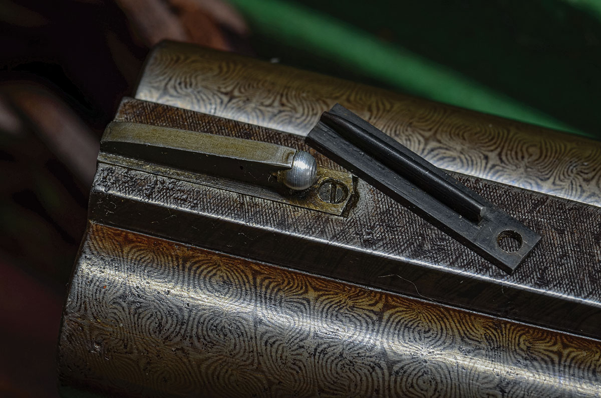 The rifle has interchangeable front sights.